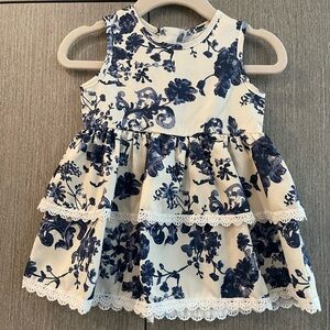 Floral Sleeveless Dress with Lace Trim